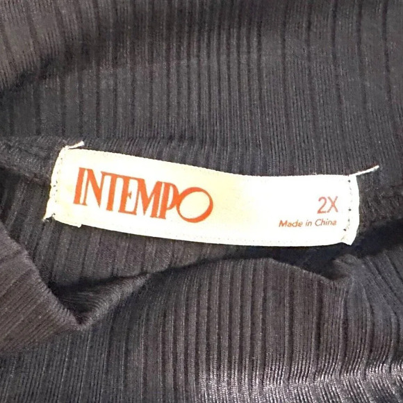 NWT INTEMPO Women Sleeveless Pullover Mock Neck Ribbed Keyhole Black Shirt Sz 2X - Picture 13 of 15